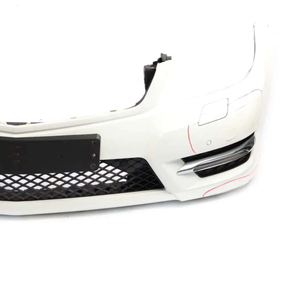 Complete Front Bumper AMG Trim Panel Cover Polar White - 149 to Mercedes W204 with Part number A2048808347 Mercedes W204 Complete Front Bumper AMG Trim Panel Cover Polar White - 149 - SKU A2048808347-POL - Part number A2048808347