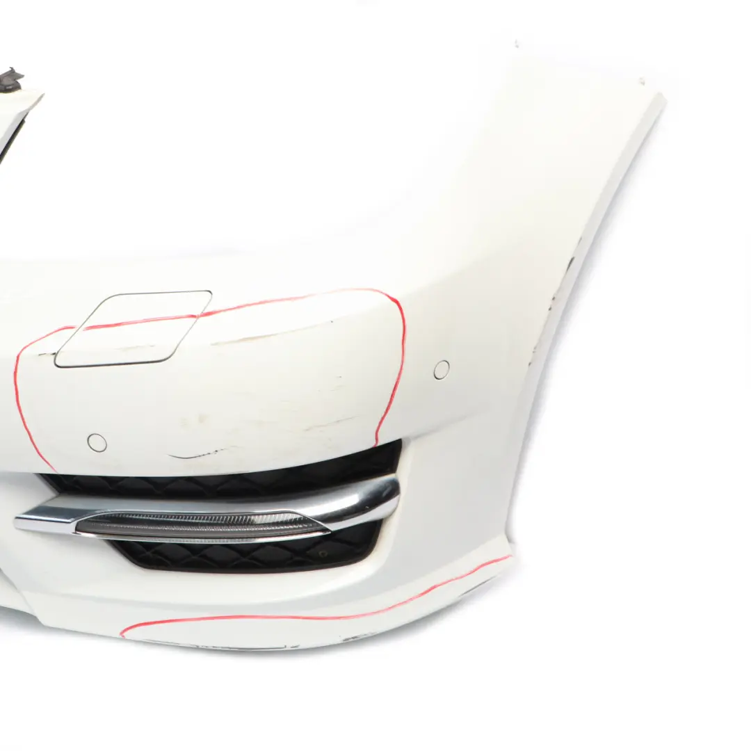 Complete Front Bumper AMG Trim Panel Cover Polar White - 149 to Mercedes W204 with Part number A2048808347 Mercedes W204 Complete Front Bumper AMG Trim Panel Cover Polar White - 149 - SKU A2048808347-POL - Part number A2048808347