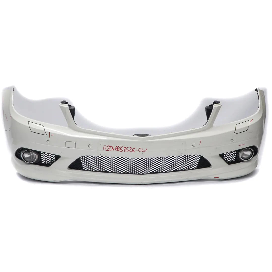 Mercedes W204 Complete Front Bumper AMG Trim Panel Cover Calcite White - 650 - SKU A2048857525-CW - Part number A2048857525