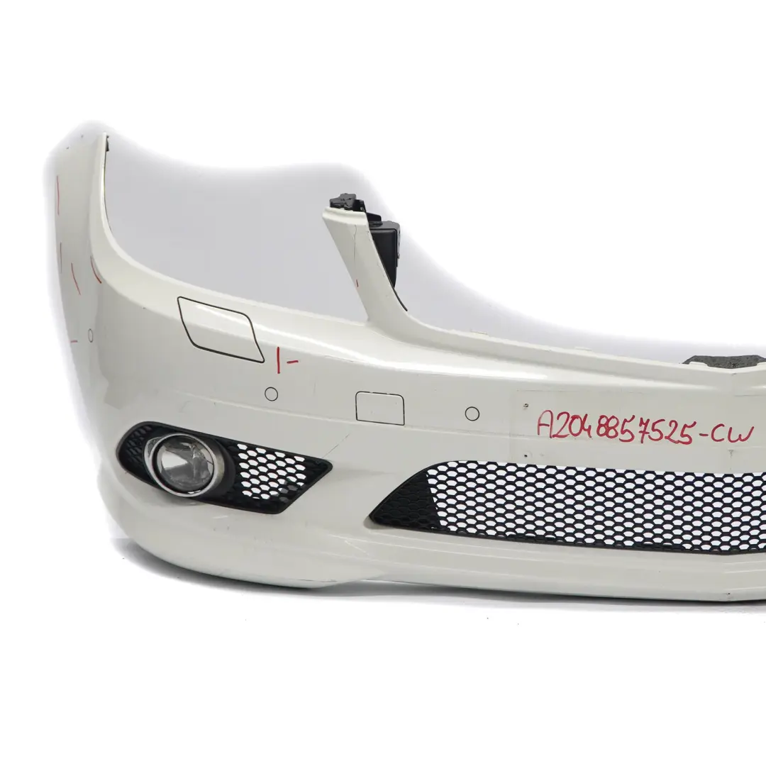 Complete Front Bumper AMG Trim Panel Cover Calcite White - 650 to Mercedes W204 with Part number A2048857525 Mercedes W204 Complete Front Bumper AMG Trim Panel Cover Calcite White - 650 - SKU A2048857525-CW - Part number A2048857525