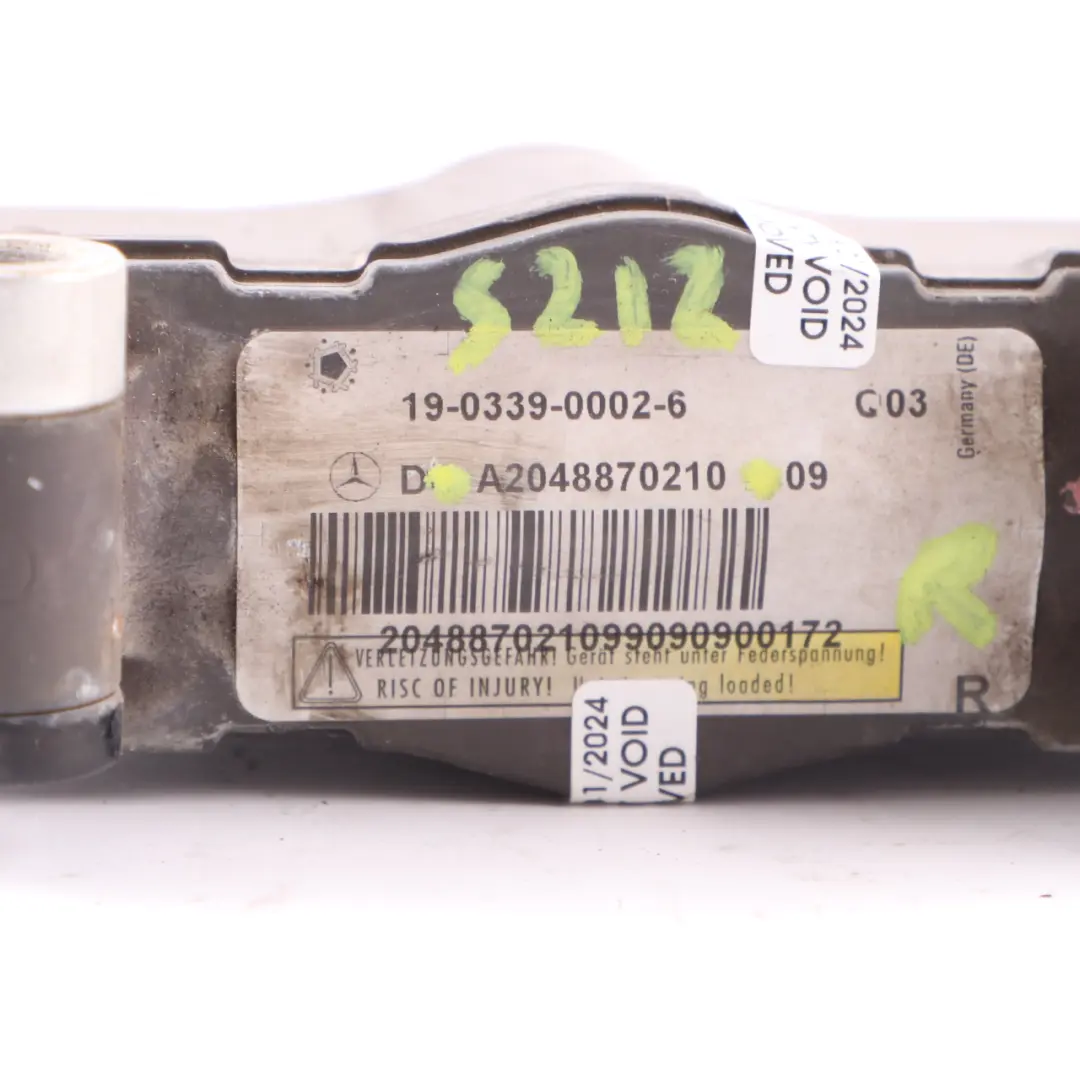 Hood Actuator Right O/S Bonnet Pedestrian Protection to Mercedes W212 with Part number A2048870210 Mercedes W212 Hood Actuator Right O/S Bonnet Pedestrian Protection - SKU A2048870210 - Part number A2048870210