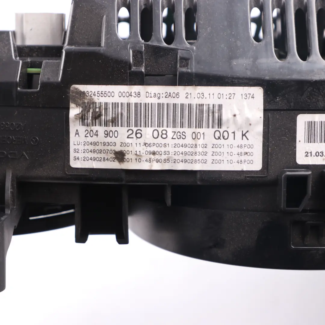 Mercedes S204 Manual Diesel Facelift Speedometer Instrument Cluster - SKU A2049002608 - Part number A2049002608