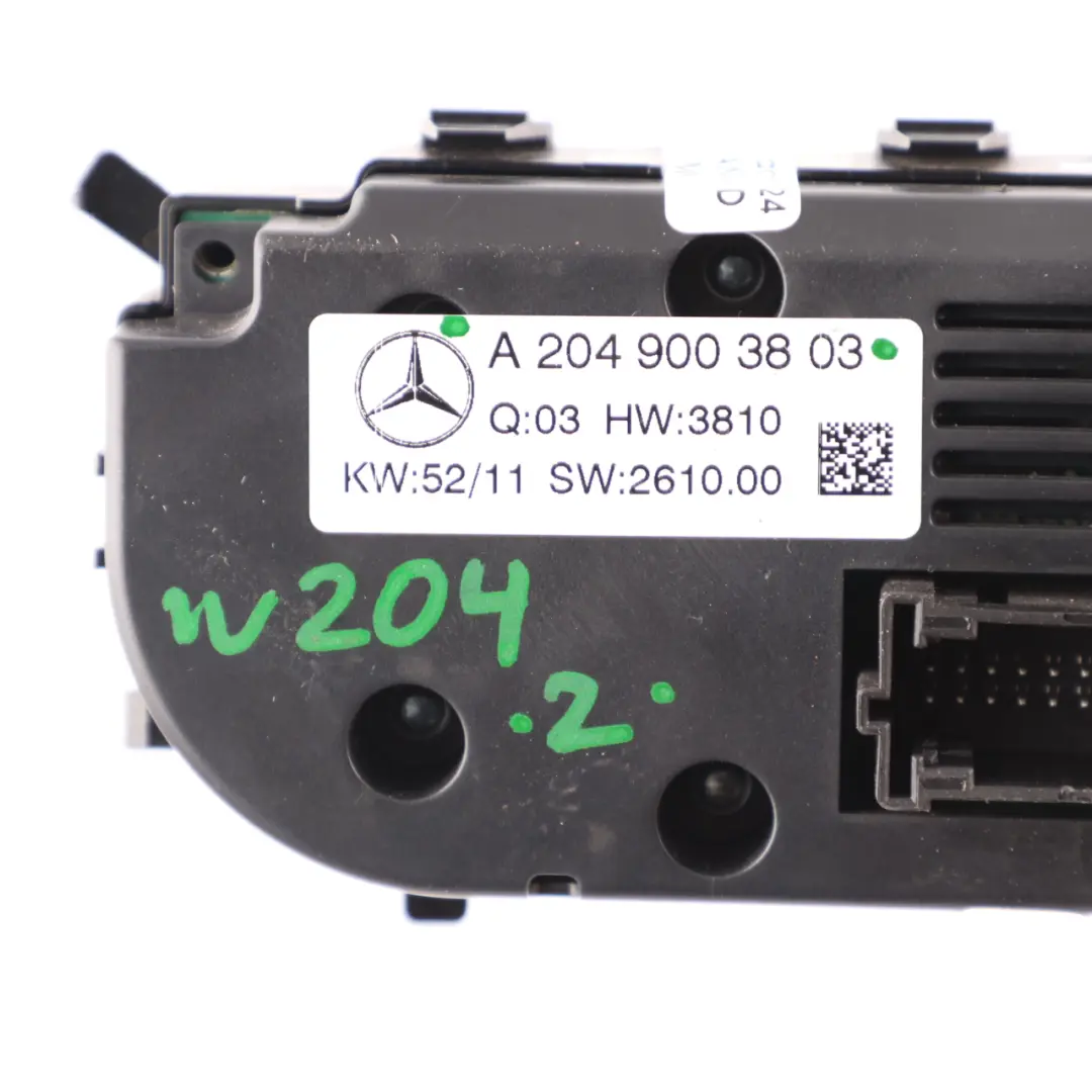 Panneau de Contrôle Climatisation Chauffage pour Mercedes W204 à propos du numéro de pièce A2049003803 Mercedes W204 Panneau de Contrôle Climatisation Chauffage - SKU A2049003803 - Numéro de pièce A2049003803