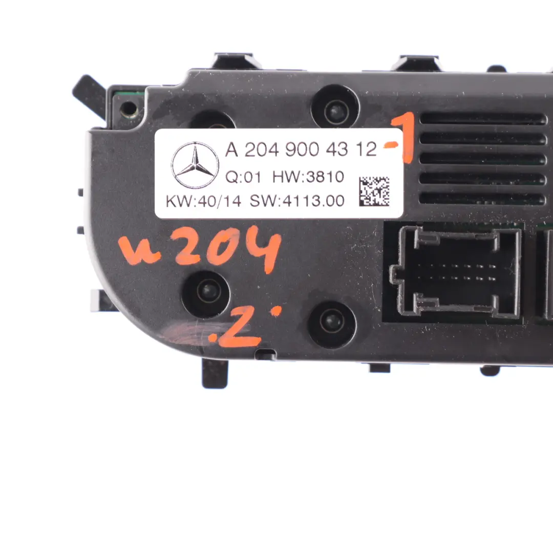 Mercedes W204 CLS C218 Air Con Climate Control Heater Switch Panel - SKU A2049004312-1 - Part number A2049004312