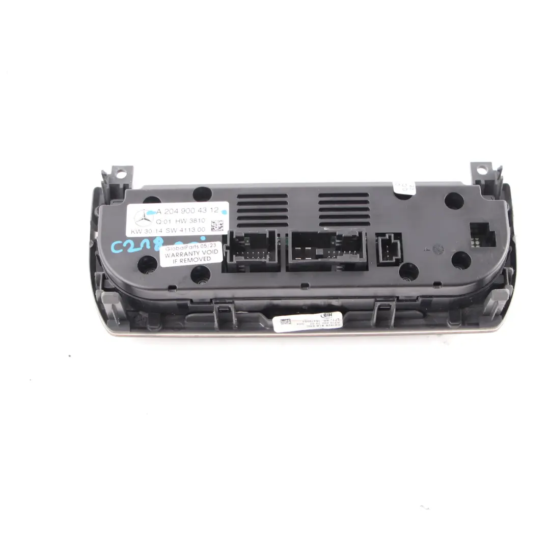 Mercedes CLS W218 Air Conditioning Unit Climate Control Switch Panel - SKU A2049004312 - Part number A2049004312