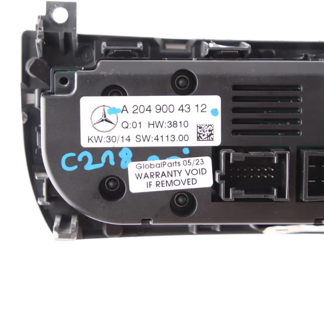 W218 Air Conditioning Unit Climate Control Switch Panel to Mercedes CLS with Part number A2049004312 Mercedes CLS W218 Air Conditioning Unit Climate Control Switch Panel - SKU A2049004312 - Part number A2049004312