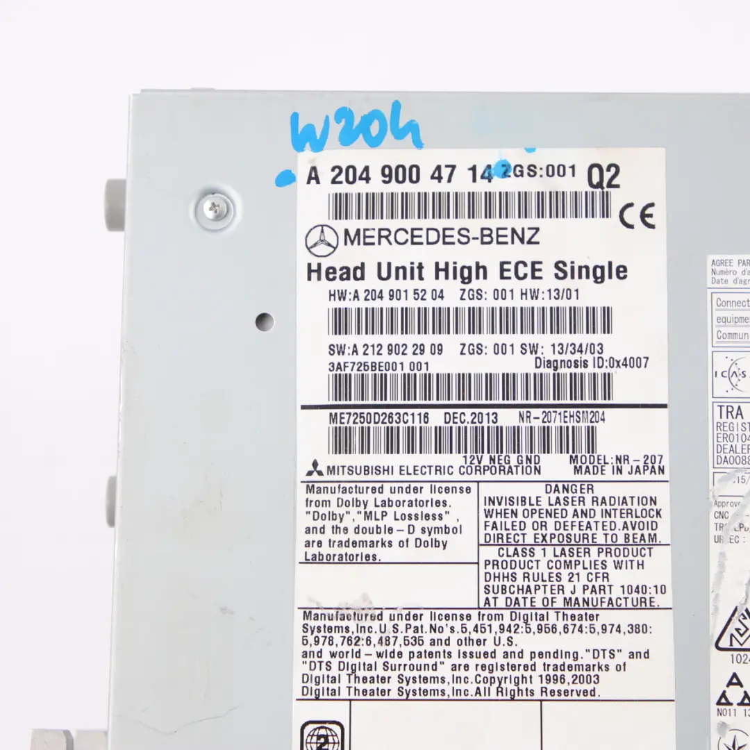 Mercedes W204 COMAND Navi CD Player Radio Sat Nav Head Unit - SKU A2049004714 - Numero di parte A2049004714