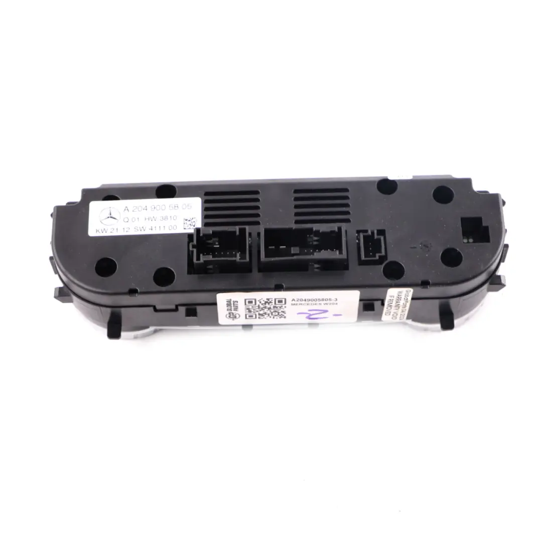 Mercedes W204 Panneau contrôle climatisation Unité commutation - SKU A2049005805-3 - Numéro de pièce A2049005805