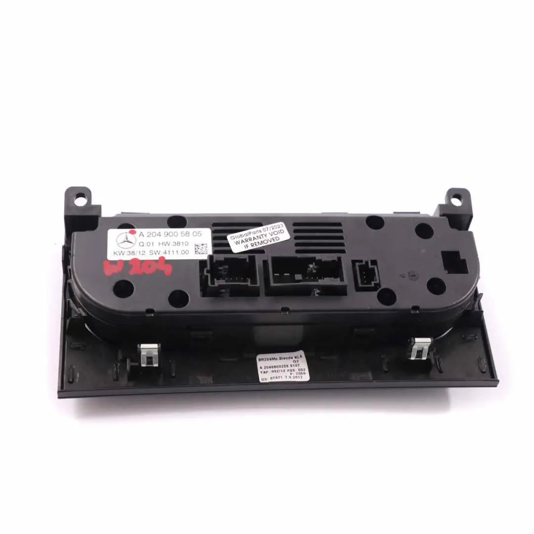  Panel aire Mercedes W204 Climatización Interruptor Acondicionamiento - SKU A2049005805 - Número de pieza A2049005805