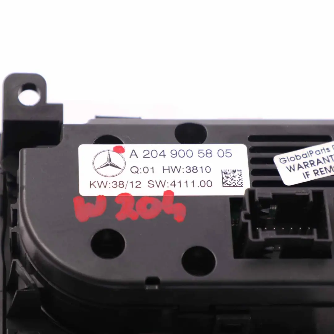 Panel Mercedes W204 Heater Climate Control Switch Conditioning to Air with Part number A2049005805 Air Panel Mercedes W204 Heater Climate Control Switch Conditioning - SKU A2049005805 - Part number A2049005805