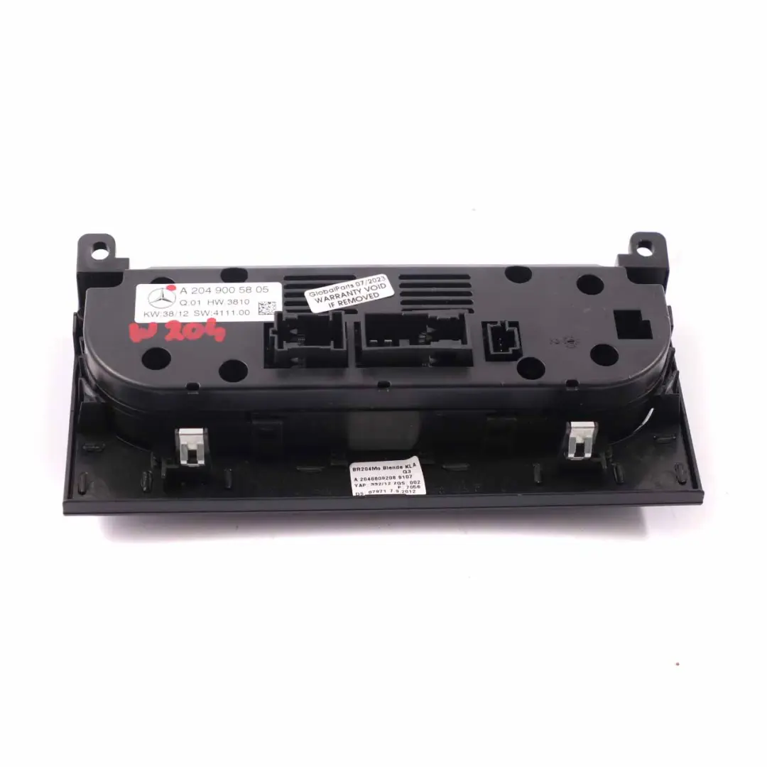 Air Panel Mercedes W204 Heater Climate Control Switch Conditioning - SKU A2049005805 - Part number A2049005805