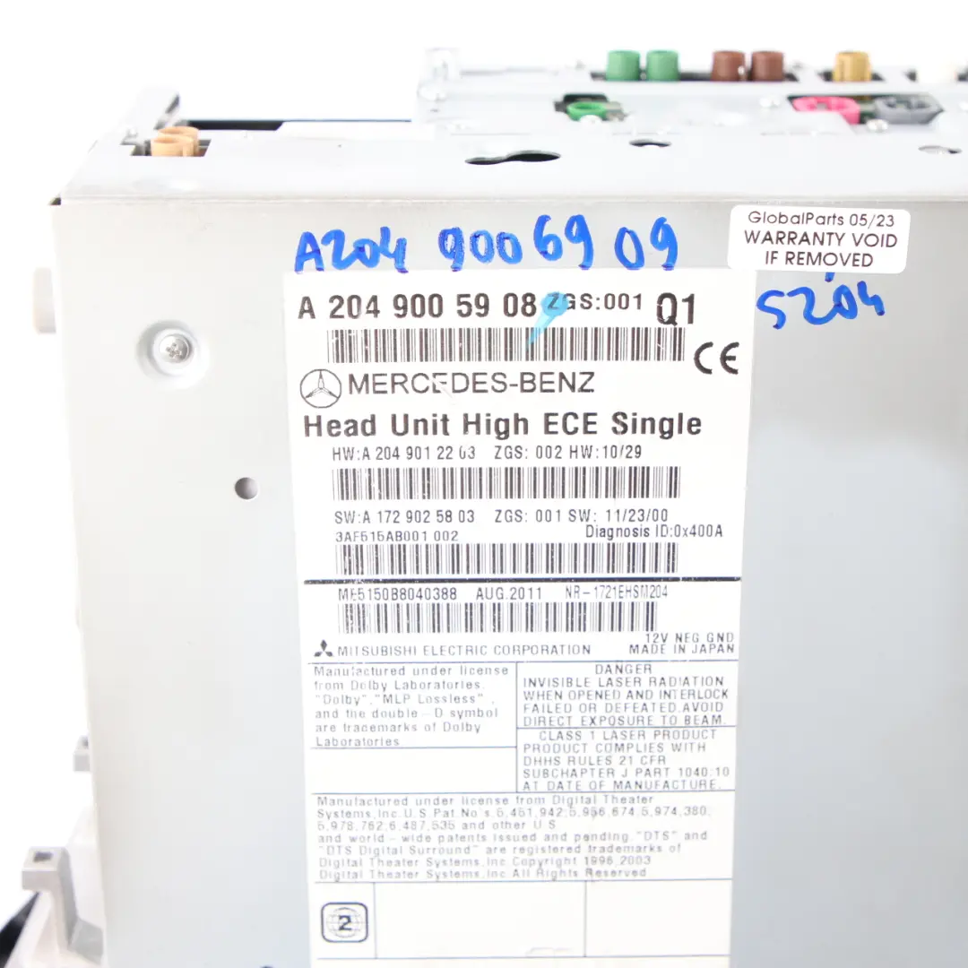 Mercedes W204 Radio Nawigacja Odtwarzacz CD Panel Przełączników - SKU A2049005908-1 - Numer Części A2049005908