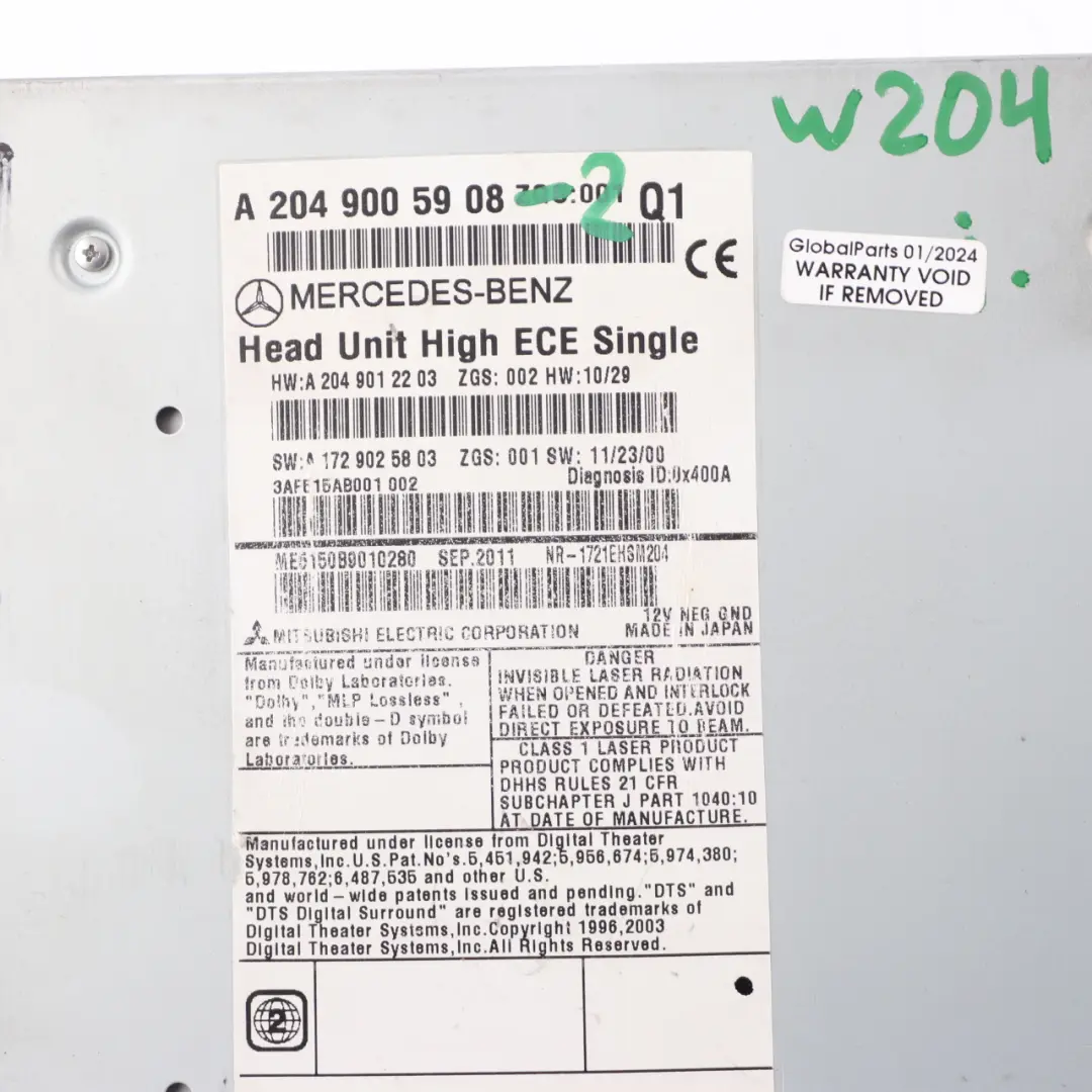 Mercedes W204 Navigation CD Spieler COMAND - SKU A2049005908-2 - Teilenummer A2049005908