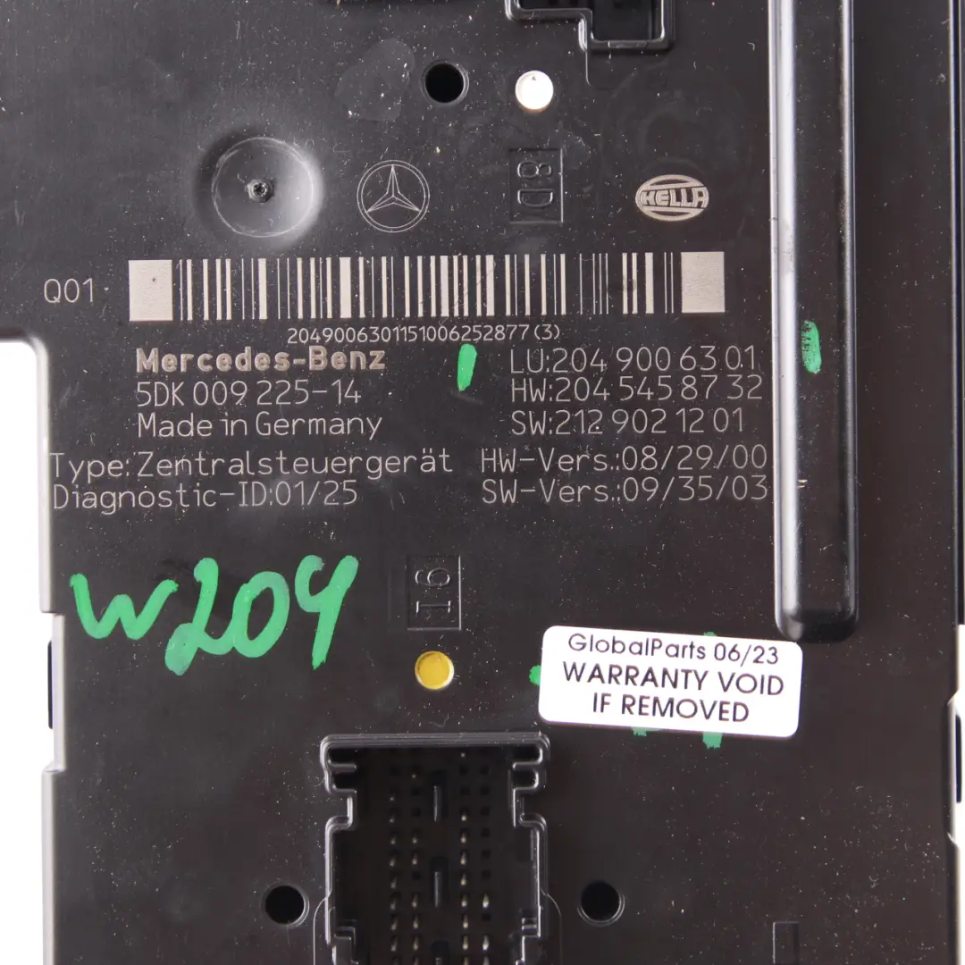 Mercedes W204 Hinten SAM Modul Sicherungskasten Steuergerät - SKU A2049006301 - Teilenummer A2049006301