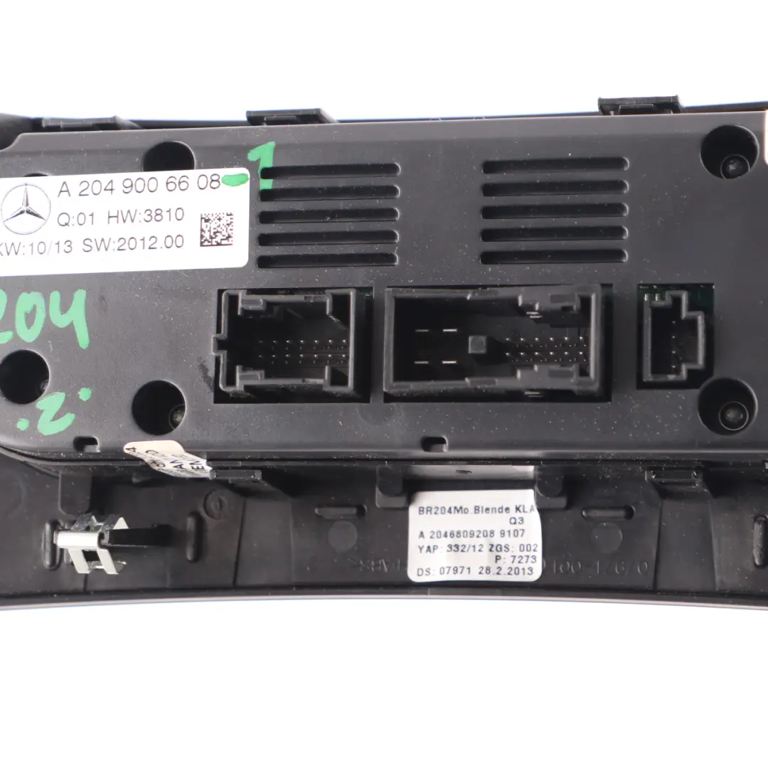 Mercedes W204 Air Conditioning Unit Control Switch Panel Module - SKU A2049006608-1 - Part number A2049006608