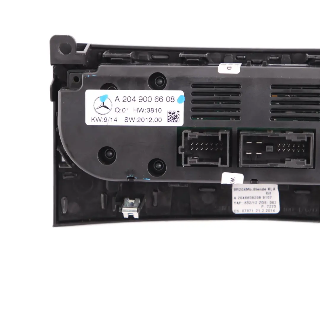 Mercedes W204 Unidad Aire Acondicionado Panel Control Interruptor Módulo - SKU A2049006608 - Número de pieza A2049006608
