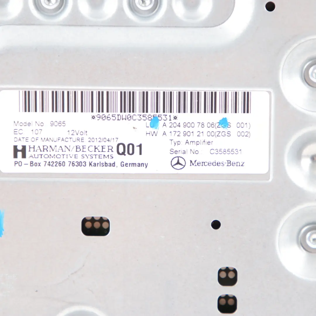 Sound Audio Amplifier Unit Harman Becker to Mercedes W204 with Part number A2049007806 Mercedes W204 Sound Audio Amplifier Unit Harman Becker - SKU A2049007806 - Part number A2049007806