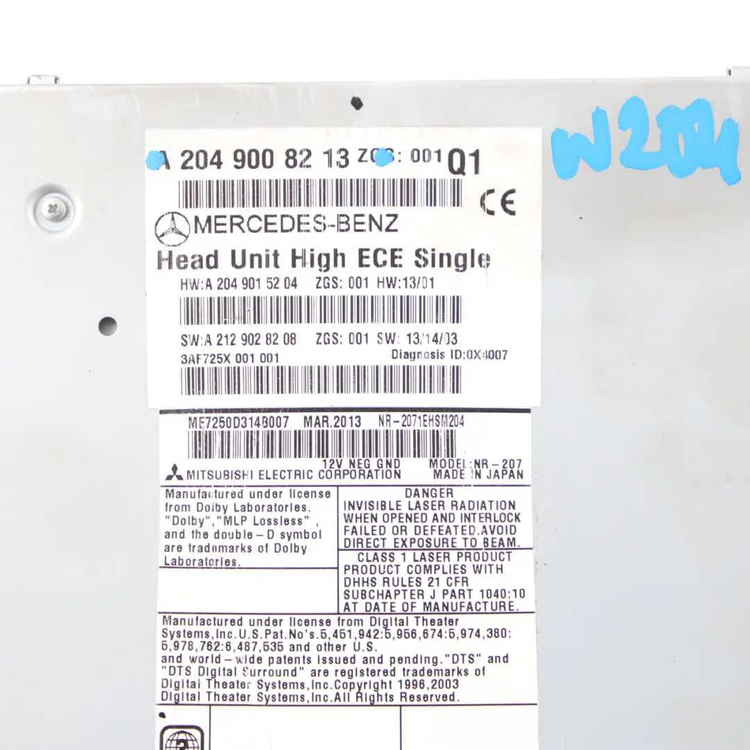 COMAND Navi CD Player Radio Sat Nav Head Unit to Mercedes W204 with Part number A2049008213 Mercedes W204 COMAND Navi CD Player Radio Sat Nav Head Unit - SKU A2049008213 - Part number A2049008213