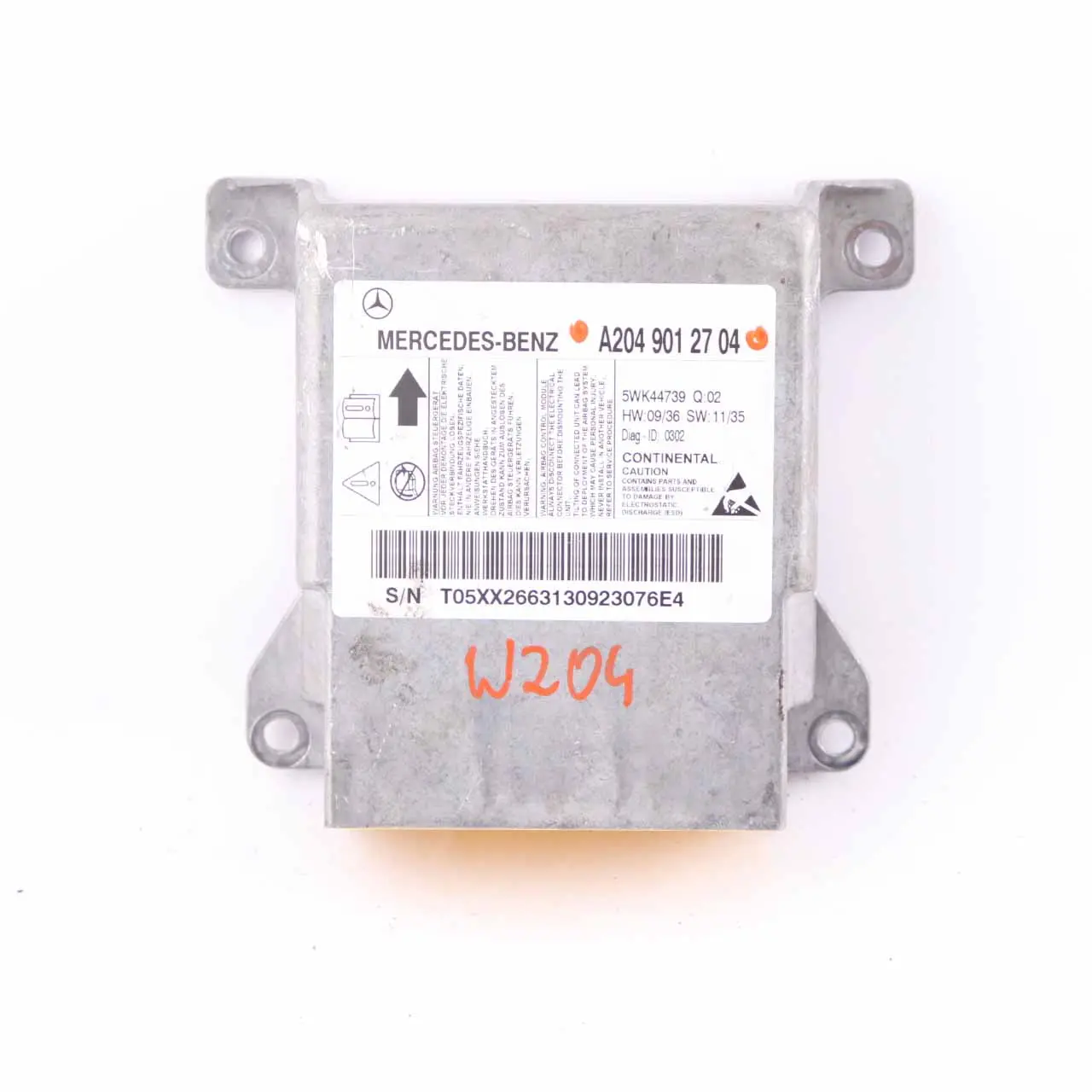 Mercedes W204 ECU Steuergerät Crash Impact Sensor Modul Airbag A2049012704