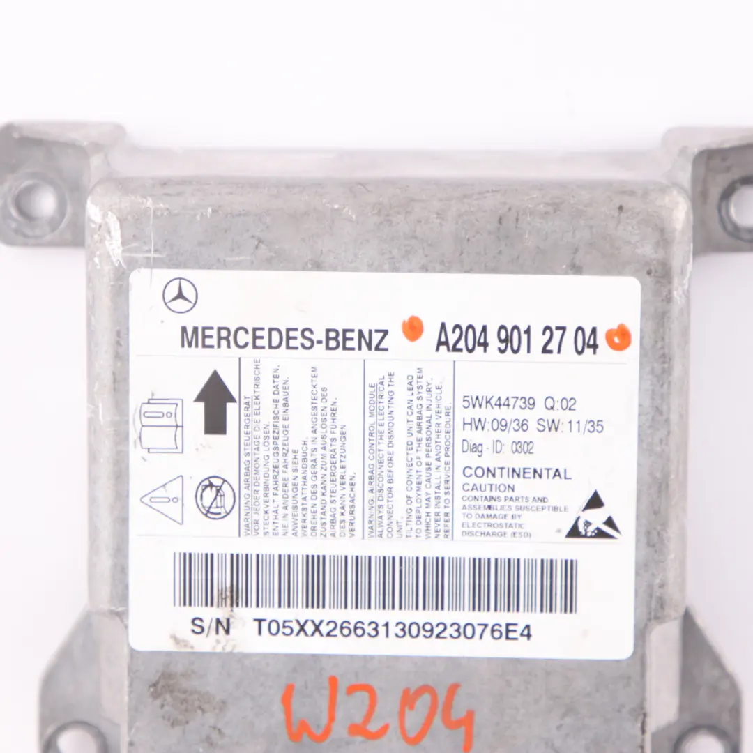 Mercedes W204 ECU Control Unit Crash Impact Sensor Module Airbag - SKU A2049012704 - Part number A2049012704