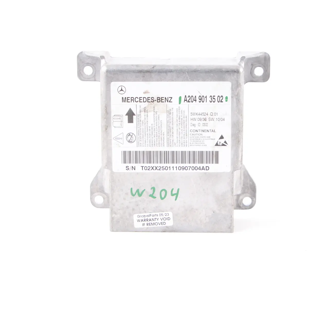 Mercedes W204 S204 Airbag Módulo Air Bag SRS Unidad de Control ECU A2049013502