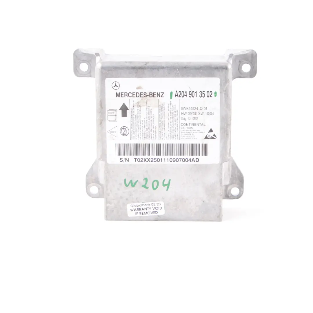 Moduł Poduszki Powietrznej Air Bag SRS do Mercedes W204 S204 o numerze A2049013502 Mercedes W204 S204 Moduł Poduszki Powietrznej Air Bag SRS - SKU A2049013502 - Numer Części A2049013502