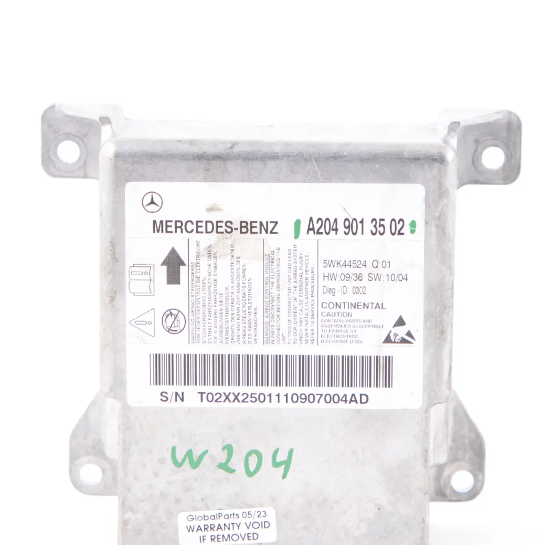Mercedes W204 S204 Modulo Aria SRS Centralina ECU - SKU A2049013502 - Numero di parte A2049013502