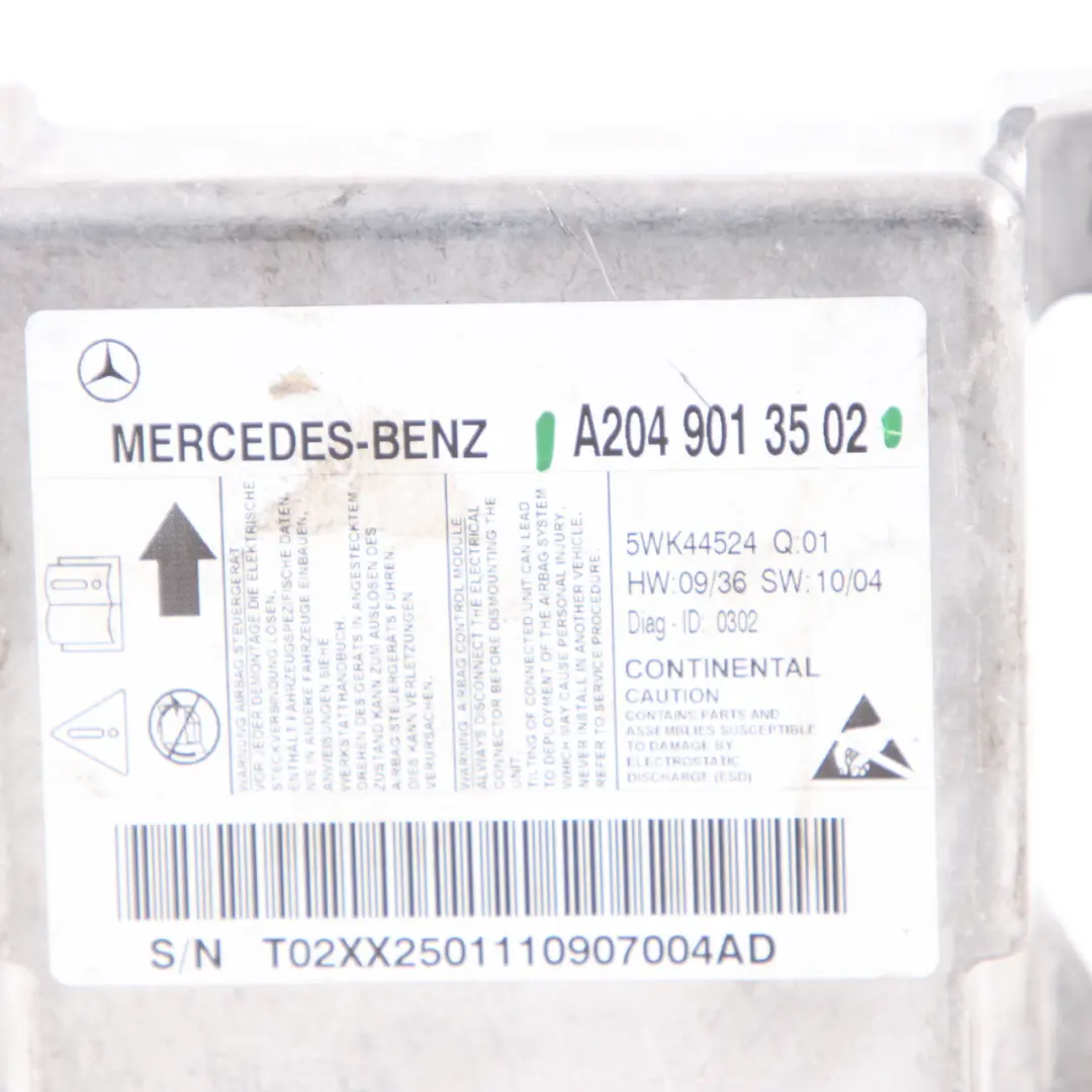 Mercedes W204 S204 Sicherheitsmodul SRS-Steuergerät ECU Modul - SKU A2049013502 - Teilenummer A2049013502