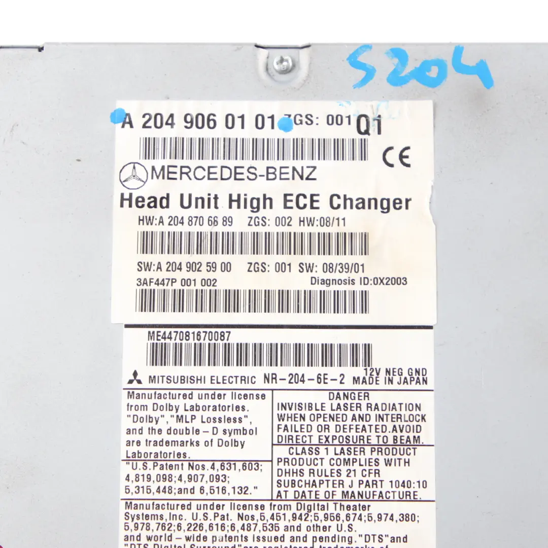 COMAND Navi CD Player Radio Sat Nav Head Unit to Mercedes W204 with Part number A2049060101 Mercedes W204 COMAND Navi CD Player Radio Sat Nav Head Unit - SKU A2049060101 - Part number A2049060101