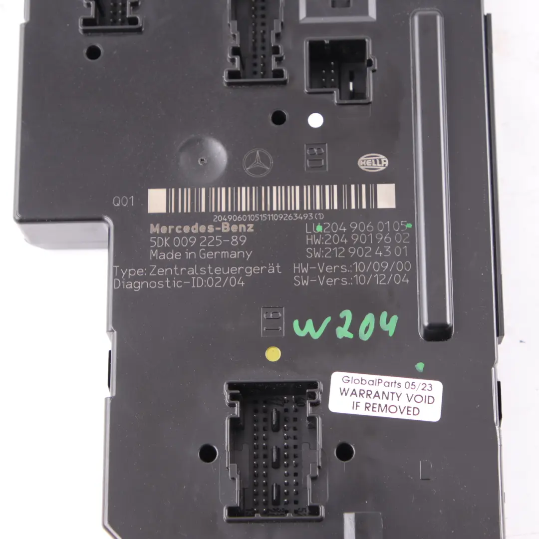 Mercedes W204 SAM Módulo Unidad de Control Caja de Fusibles Relé Trasero - SKU A2049060105 - Número de pieza A2049060105