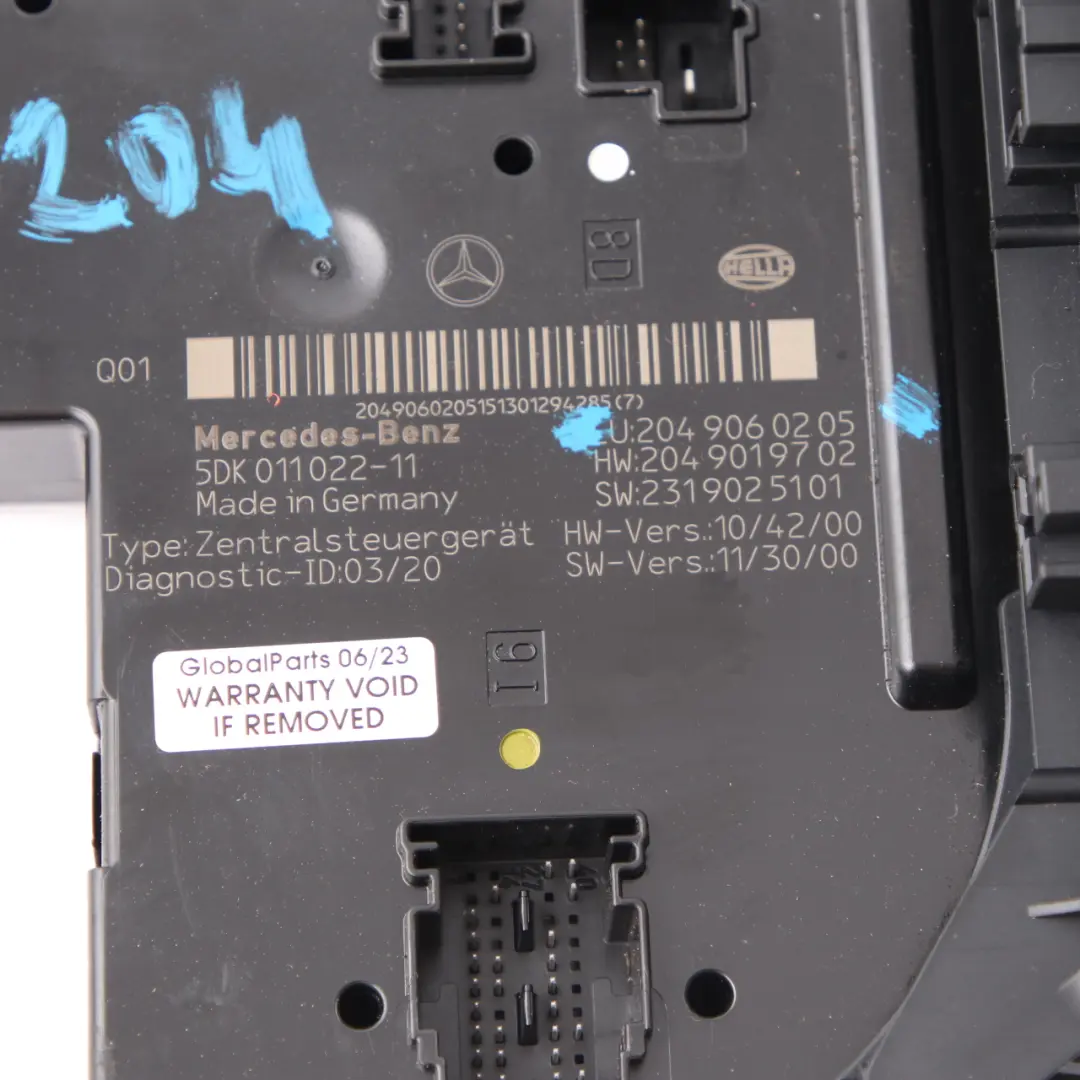 Mercedes W204 Rear SAM Module Fuse Box Relay Control Unit - SKU A2049060205 - Part number A2049060205