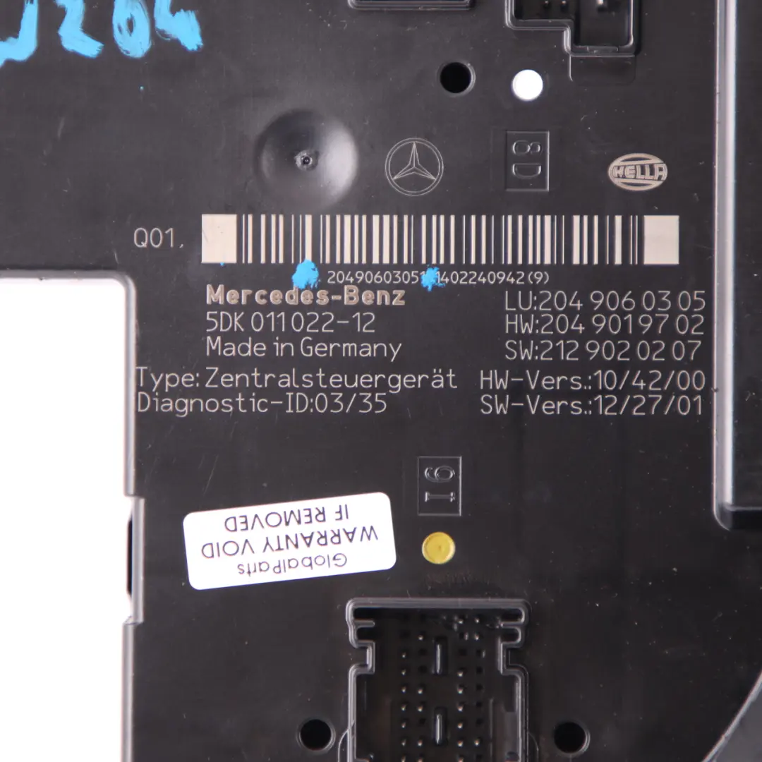  SAM Module Mercedes W204 Control Unit Electrical Fuse Box Unit - SKU A2049060305 - Part number A2049060305