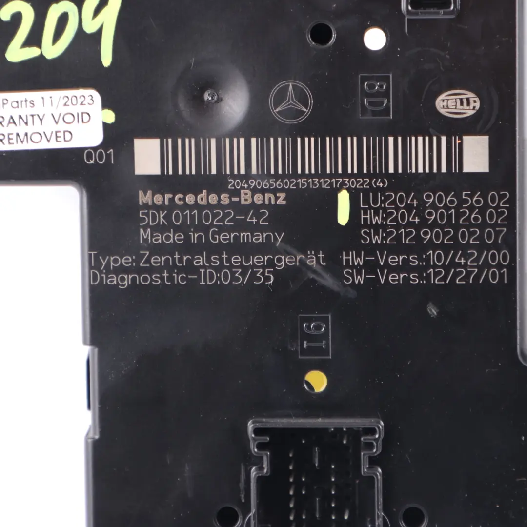 Mercedes S204 Rear Trunk SAM Central Electric Base Control Module - SKU A2049065602 - Part number A2049065602