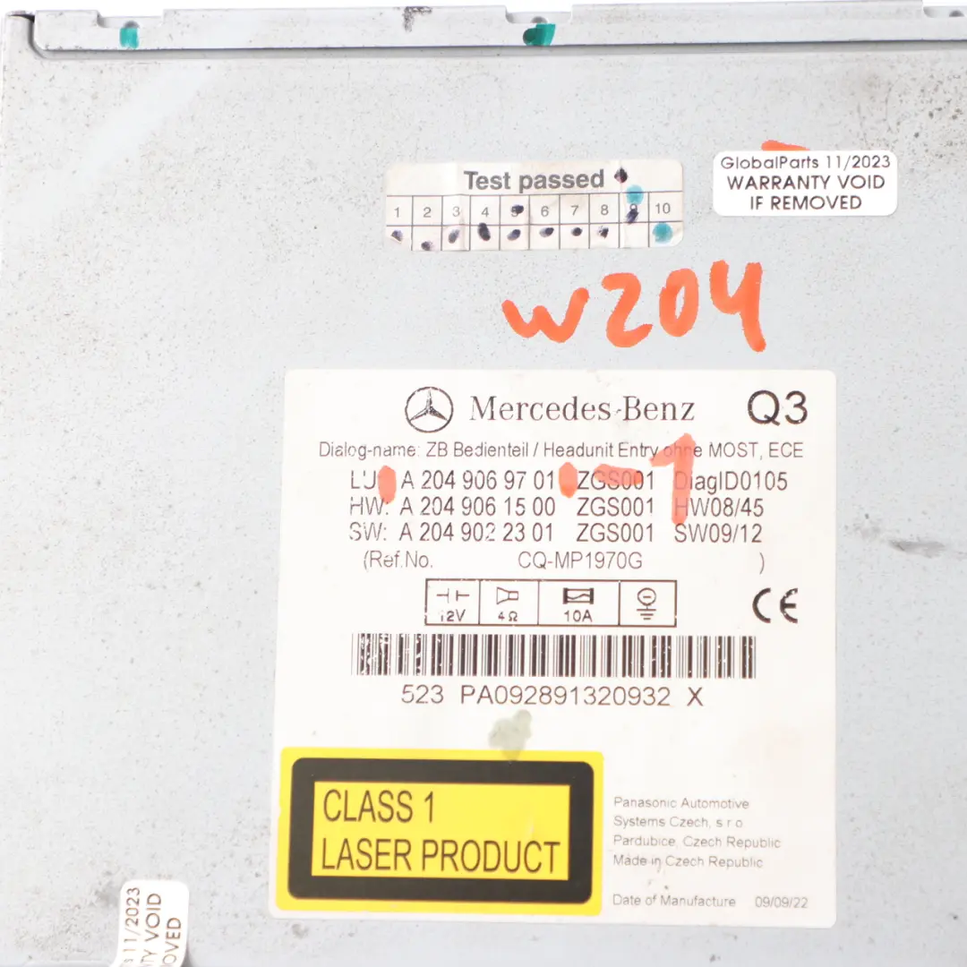 Audio 20 Radioodtwarzacz do Mercedes W204 o numerze A2049069701 Mercedes W204 Audio 20 Radioodtwarzacz - SKU A2049069701-1 - Numer Części A2049069701