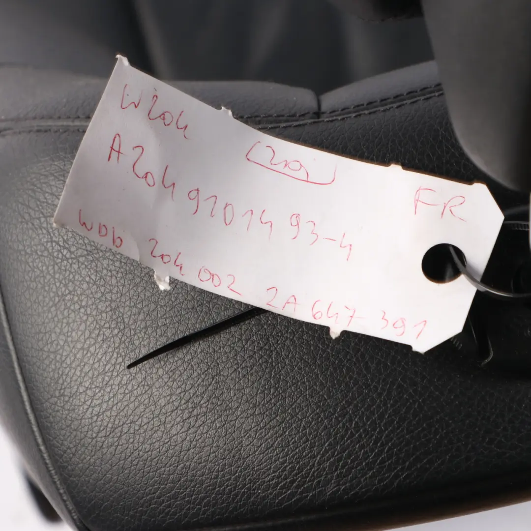 Mercedes W204 Front Right O/S Seat Sport Black Leather Electric - SKU A2049101493-4 - Part number A2049101493