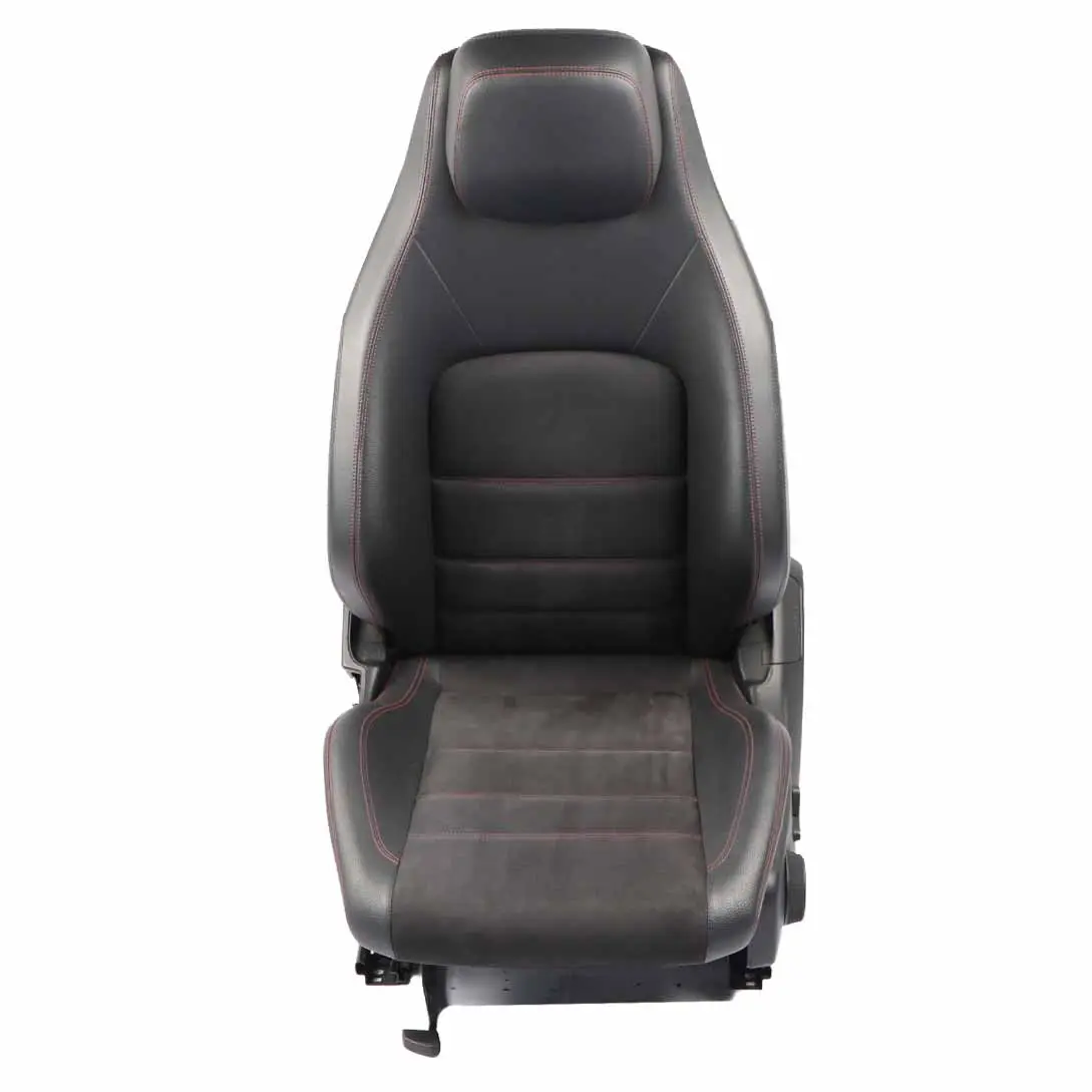 Vordersitz Mercedes C204 AMG Pack Leder Stoff Schwarz Elektrisch Links Rote Naht