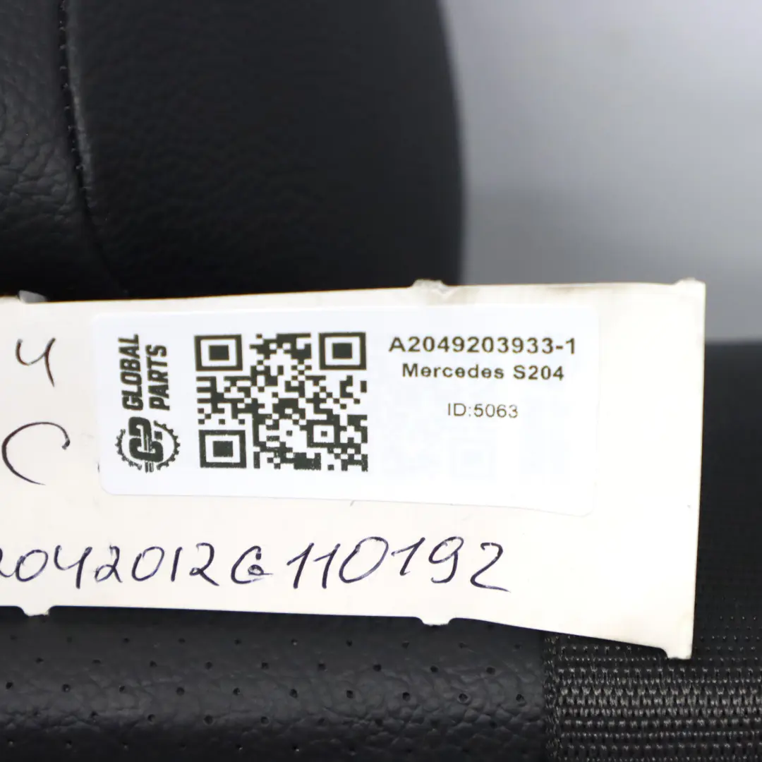 Mercedes S204 Break Dossier du siège arrière gauche simili cuir noir - SKU A2049203933-1 - Numéro de pièce A2049203933