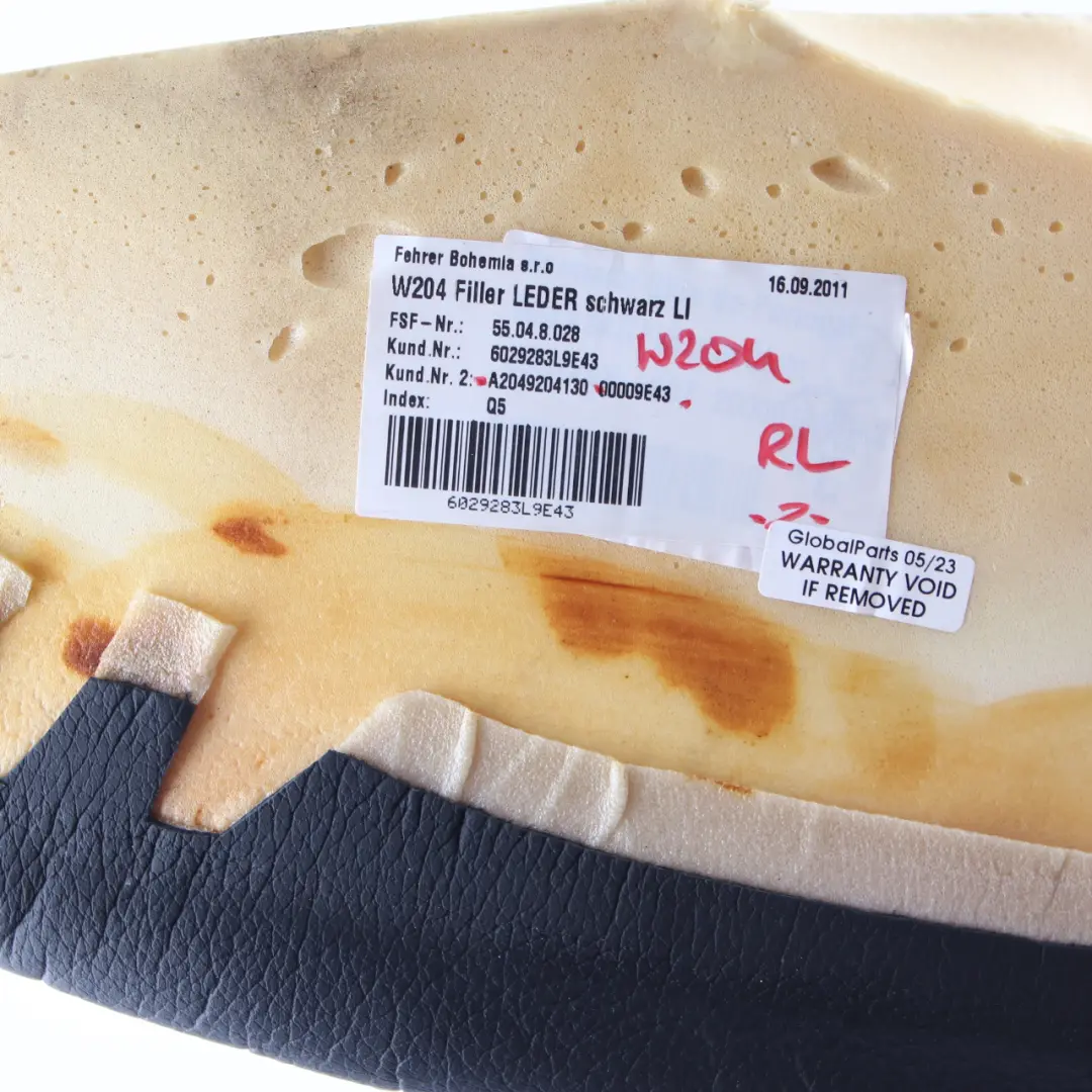 Lateral Panel Mercedes W204 Saloon Rear Seat Left N/S Finisher Black Leather to with Part number A2049204130 Lateral Panel Mercedes W204 Saloon Rear Seat Left N/S Finisher Black Leather - SKU A2049204130 - Part number A2049204130