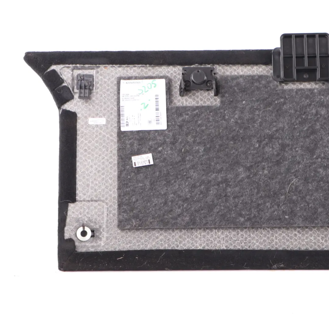 Boot Trunk Front Cover Floor Carpet Panel Trim Black to Mercedes S205 with Part number A2056800506 Mercedes S205 Boot Trunk Front Cover Floor Carpet Panel Trim Black - SKU A2056800506 - Part number A2056800506