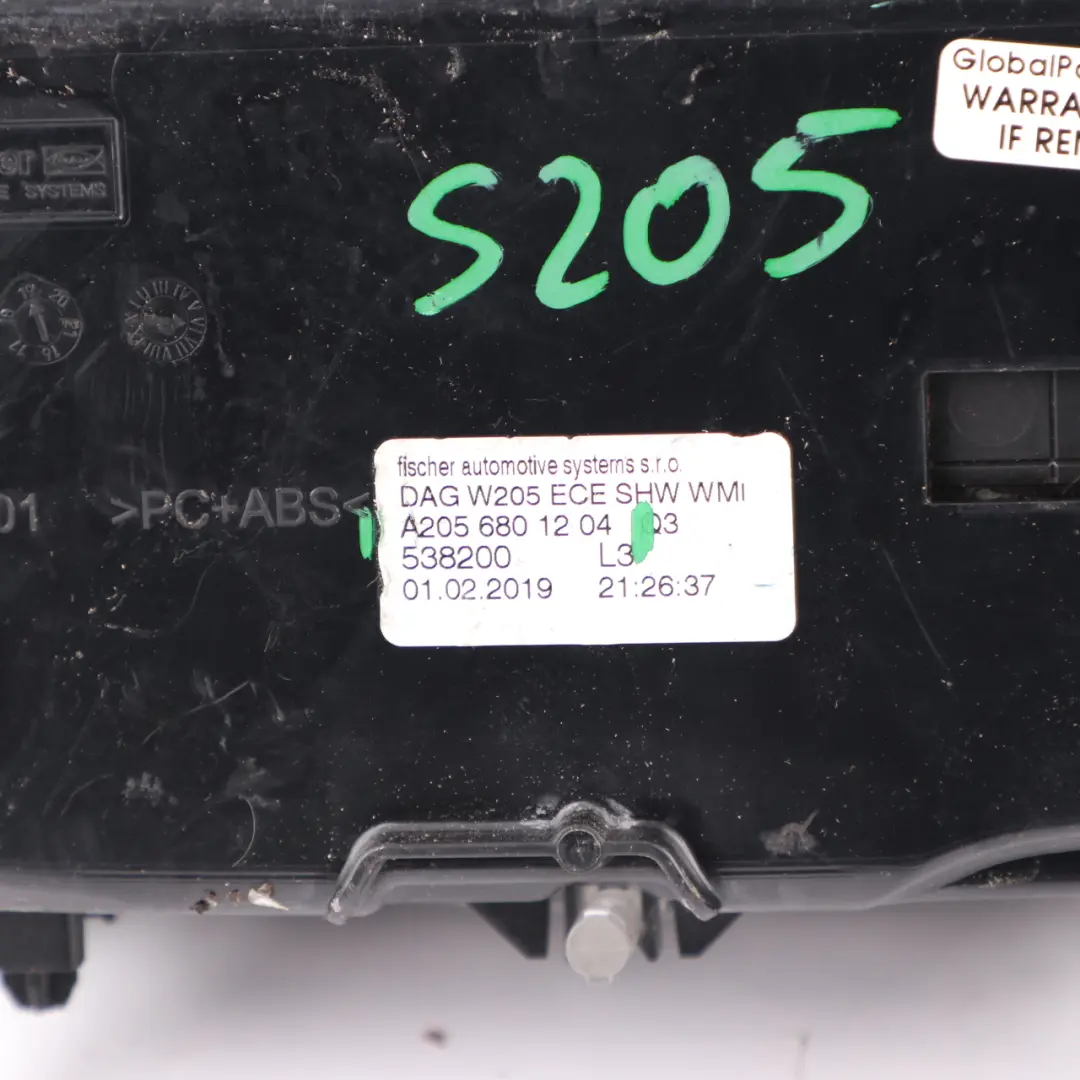 Mercedes W205 Console centrale interna Pannello portaoggetti nero lucido - SKU A2056801204 - Numero di parte A2056801204