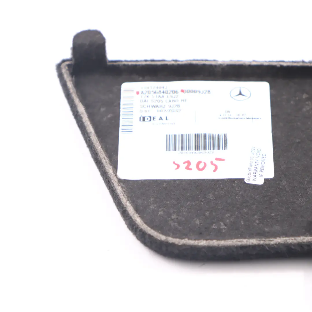 Mercedes W205 Kofferraumabdeckung Deckel Verkleidung Rechts Schwarz - SKU A2056840206 - Teilenummer A2056840206