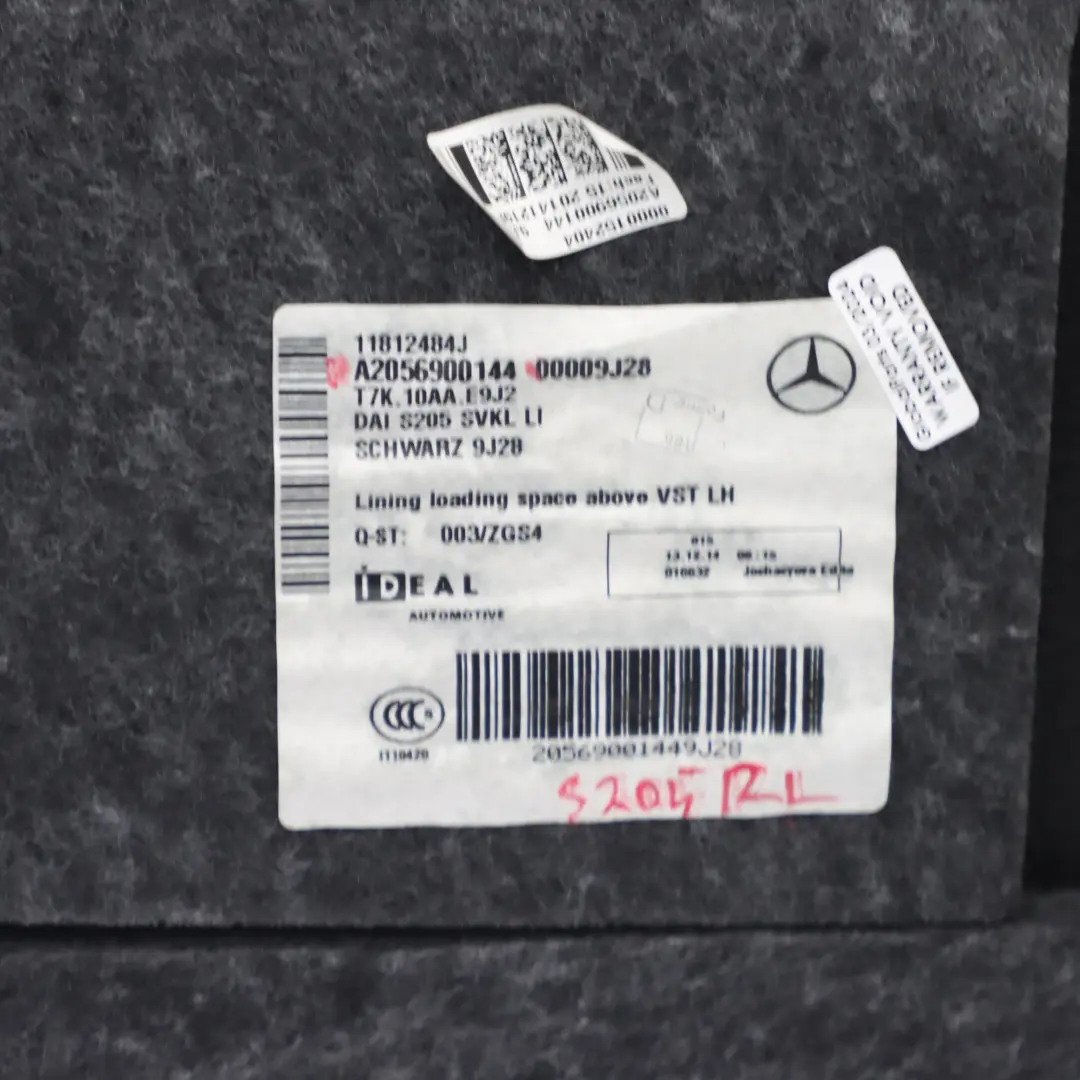 Mercedes S205 Estate Boot Trunk Left N/S Side Trim Panel Cover - SKU A2056900144 - Part number A2056900144