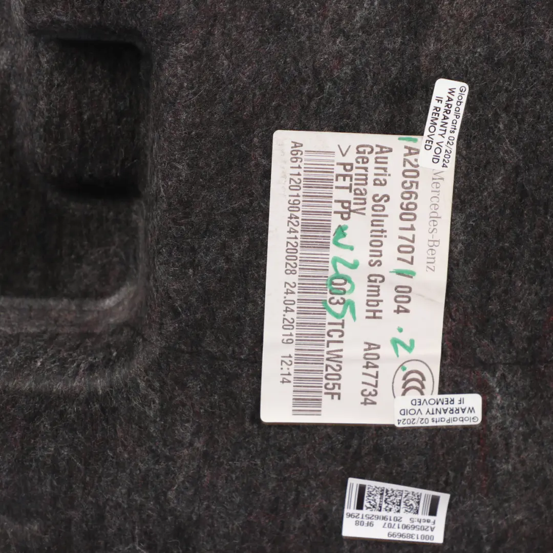 Boot Luggage Compartment Loading Panel Box Cover to Mercedes W205 with Part number A2056901707 Mercedes W205 Boot Luggage Compartment Loading Panel Box Cover - SKU A2056901707 - Part number A2056901707