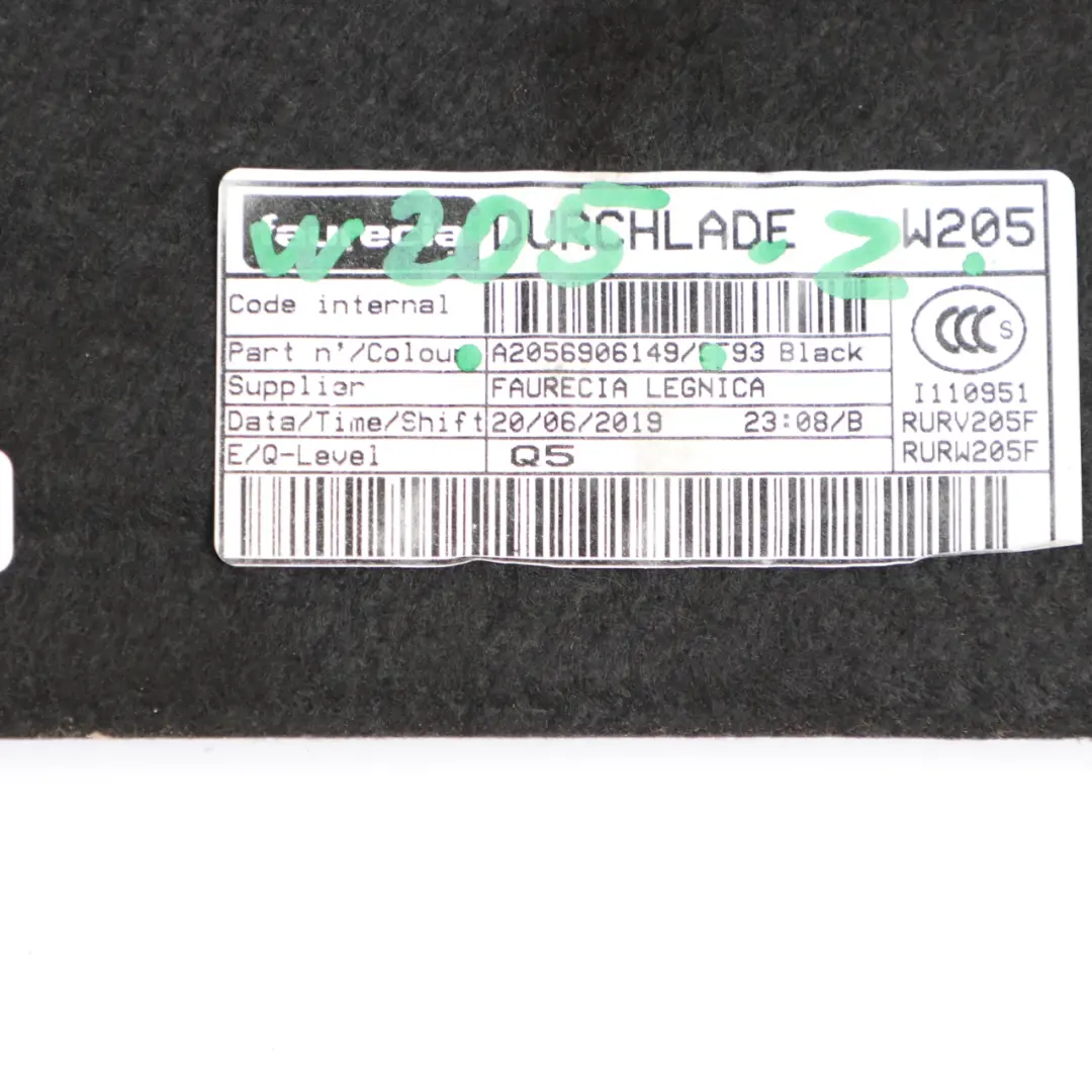 Parcel Shelf Rear Window Trim Panel Cover Black to Mercedes W205 with Part number A2056906149 Mercedes W205 Parcel Shelf Rear Window Trim Panel Cover Black - SKU A2056906149 - Part number A2056906149