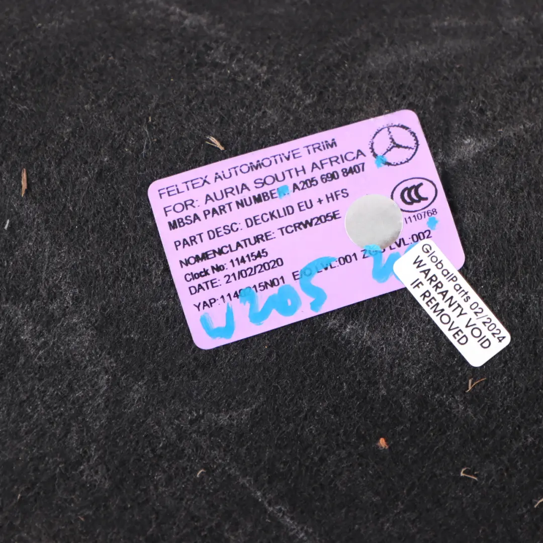 Boot Trunk Panel Mercedes W205 Tailgate Interior Trim Covering to with Part number A2056908504 Boot Trunk Panel Mercedes W205 Tailgate Interior Trim Covering - SKU A2056908407 - Part number A2056908504