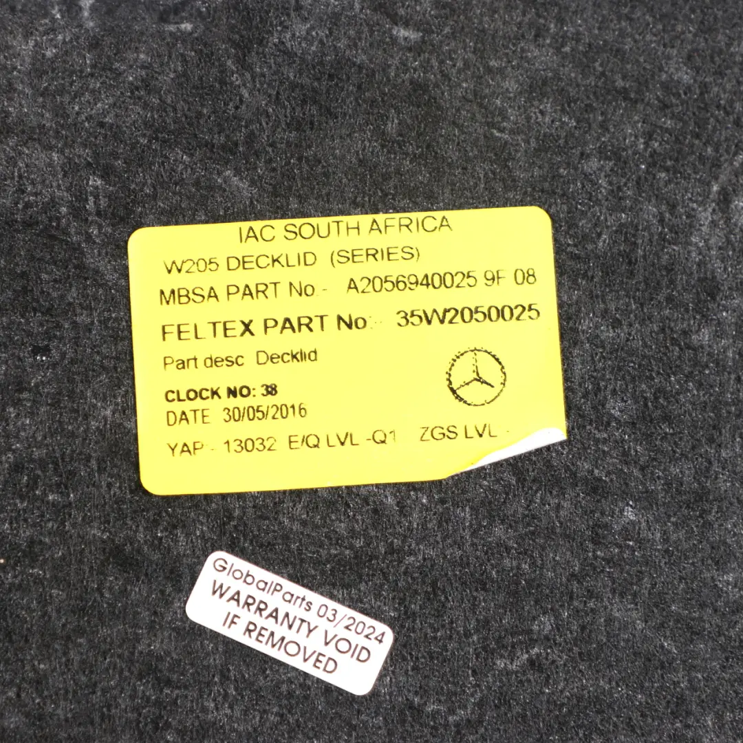 Embellecedor Interior Maletero Mercedes W205 Tailgate A2056940025 para con número de pieza A2056908504 Embellecedor Interior Maletero Mercedes W205 Tailgate A2056940025 - SKU A2056908504 - Número de pieza A2056908504