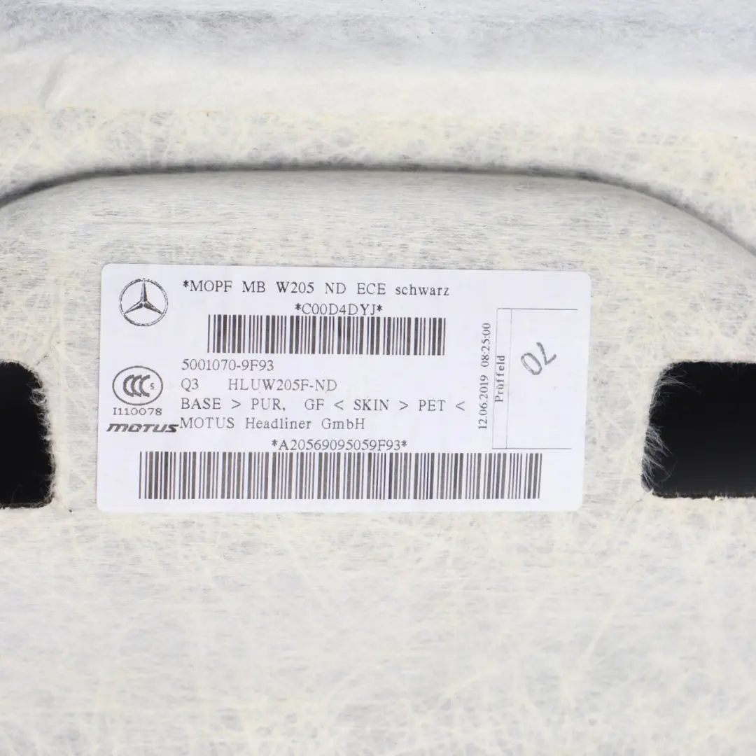 Roof Headlining Mercedes W205 C-Class Headliner Lining Black to with Part number A2056909505 Roof Headlining Mercedes W205 C-Class Headliner Lining Black - SKU A2056909505 - Part number A2056909505