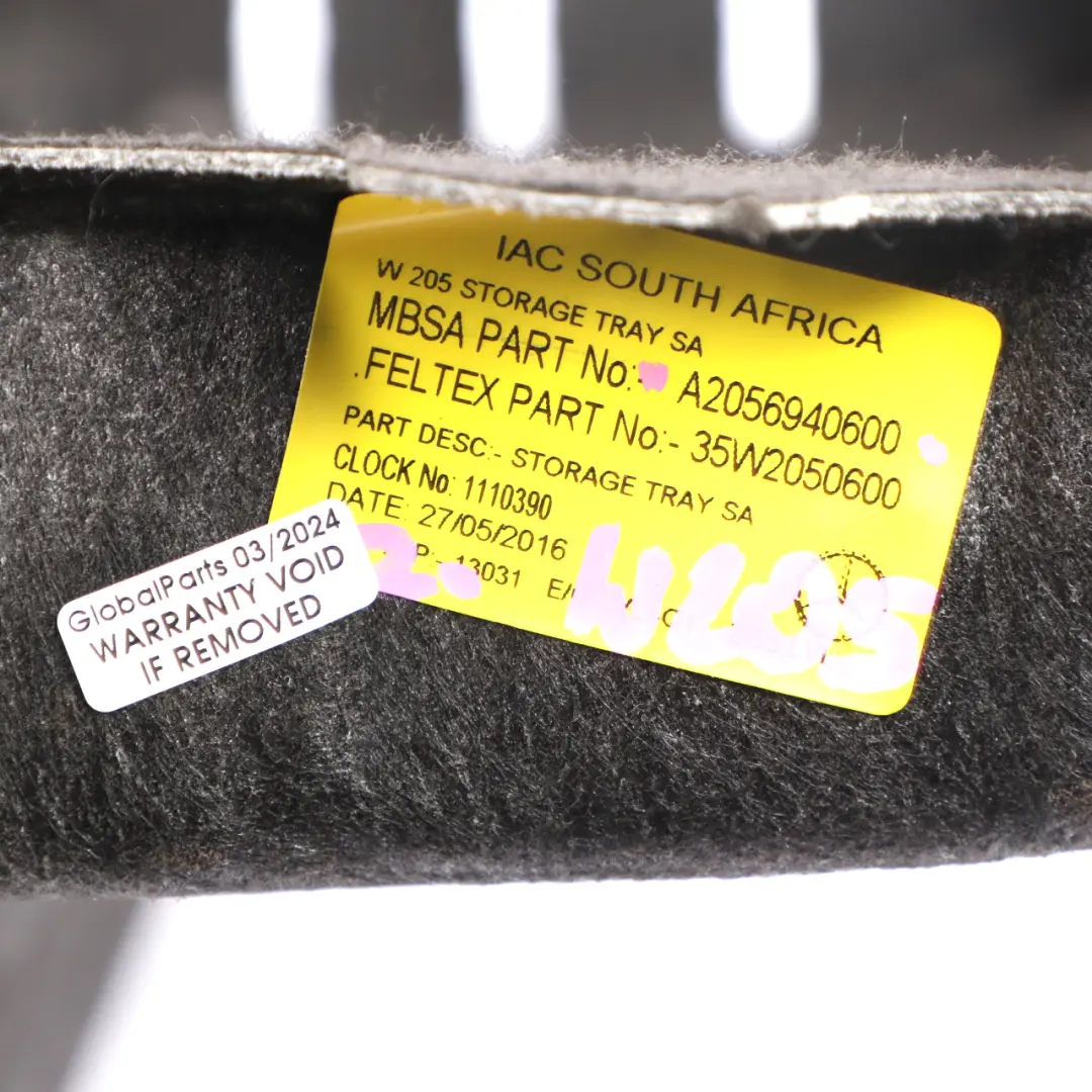 Kofferraum Wanne Werkzeug Aufbewahrung Abdeckung für Mercedes W205 mit Teilenummer A2056940600 Mercedes W205 Kofferraum Wanne Werkzeug Aufbewahrung Abdeckung - SKU A2056940600 - Teilenummer A2056940600