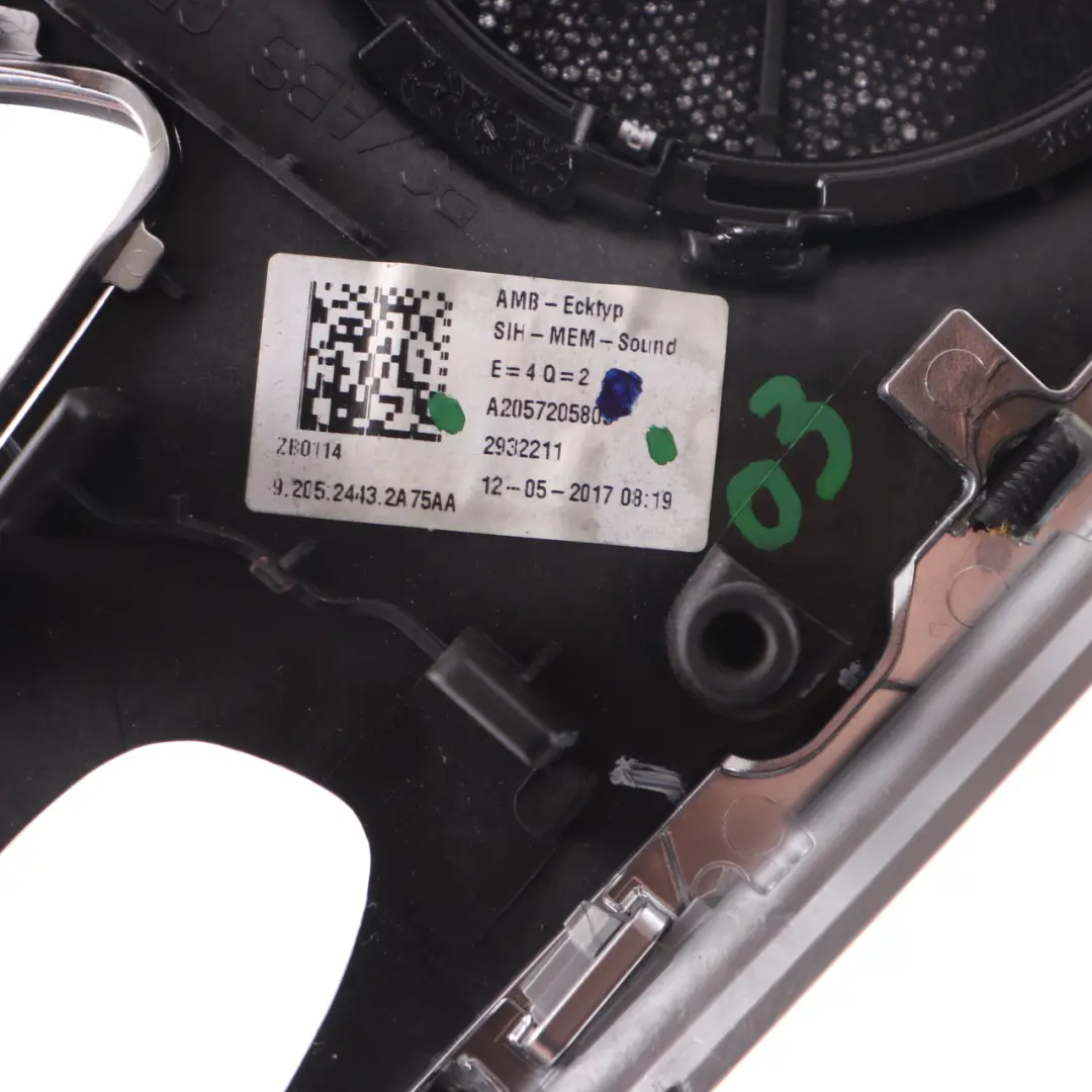 Speaker Cover Trim Door Card Front Right O/S Burmester to Mercedes C205 with Part number A2057205803 Mercedes C205 Speaker Cover Trim Door Card Front Right O/S Burmester - SKU A2057205803 - Part number A2057205803