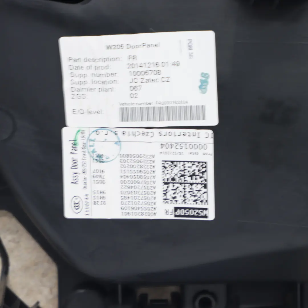 Door Card Front Right O/S Trim Panel Cover AMG Line Leather Black to Mercedes W205 with Part number A2057207629 Mercedes W205 Door Card Front Right O/S Trim Panel Cover AMG Line Leather Black - SKU rhd-A2057207629-1 - Part number A2057207629